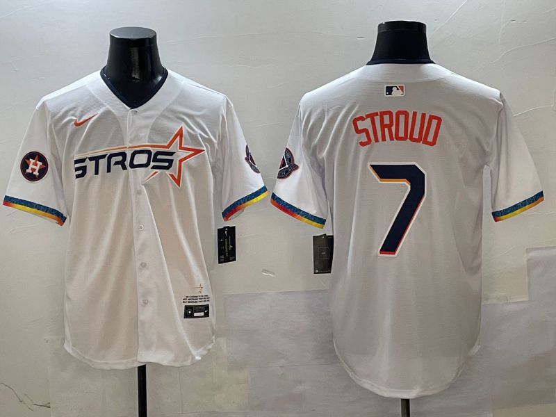 Men Houston Astros #7 Stroud White Fourth generation Joint Name Nike 2025 MLB Jersey style 9